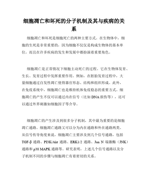 细胞凋亡和坏死的分子机制及其与疾病的关系