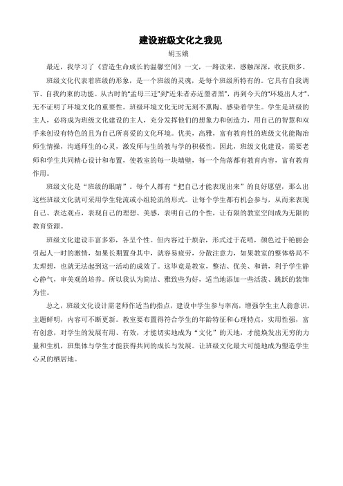 建设班级文化之我见
