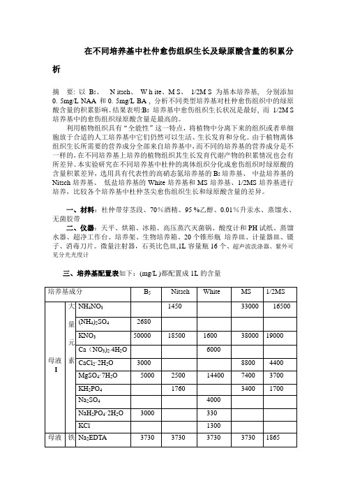杜仲组培