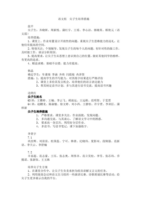 语文组  尖子生培养措施