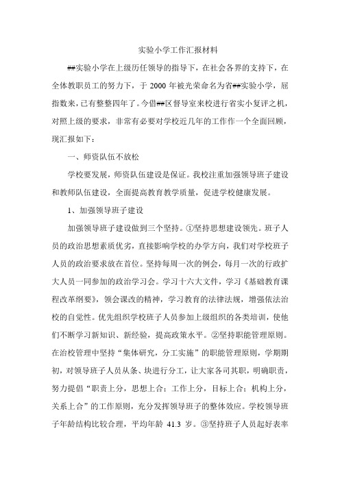 实验小学工作汇报材料
