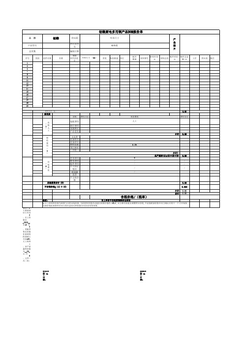 OEM产品报价明细表