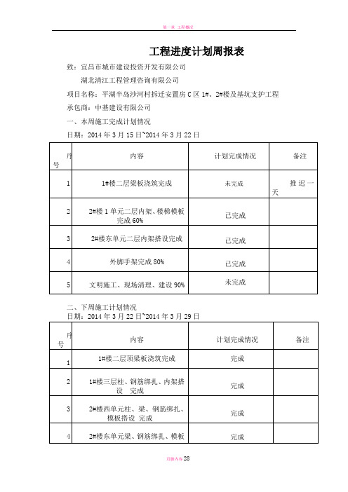 工程进度计划周报表.