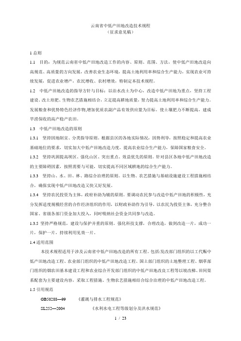 中低产田地改造专业技术标准规范(修改稿)Word文档