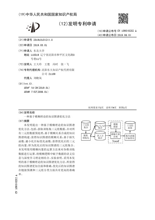 【CN109840282A】一种基于模糊理论的知识图谱优化方法【专利】