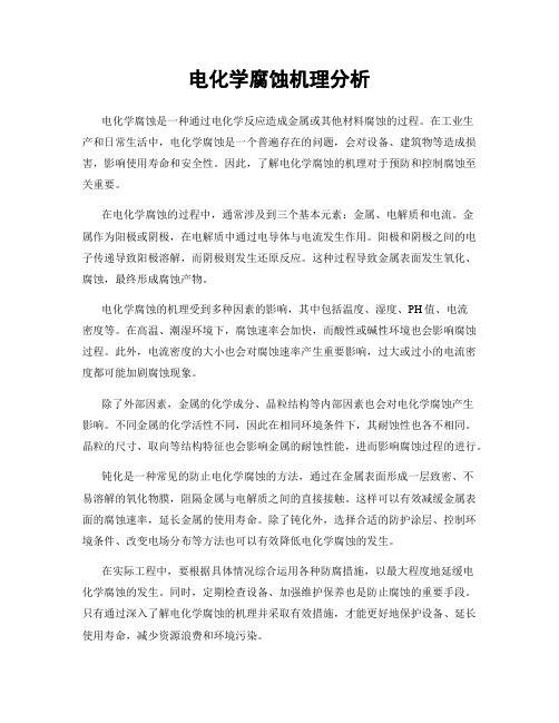 电化学腐蚀机理分析