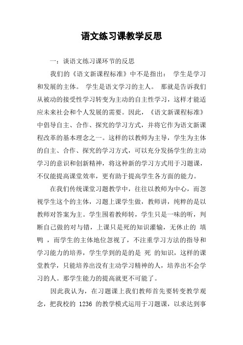 语文练习课教学反思