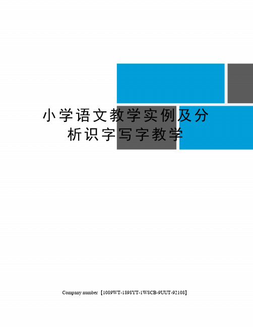 小学语文教学实例及分析识字写字教学