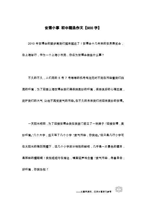 世博小事 初中精选作文【900字】