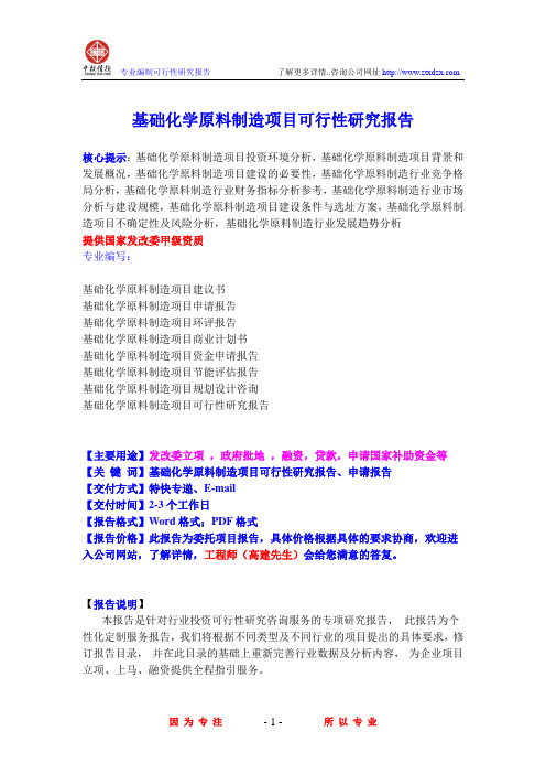 基础化学原料制造项目可行性研究报告