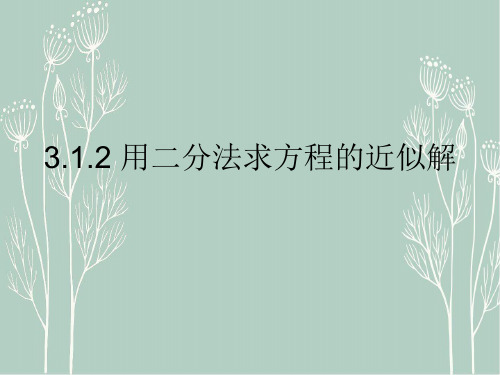 高一数学人教A版必修1课件：3.1.2 用二分法求方程的近似解 