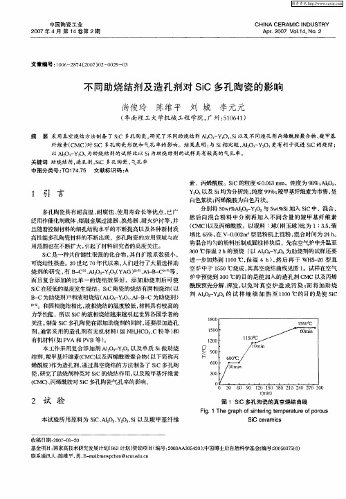 不同助烧结剂及造孔剂对SiC多孔陶瓷的影响