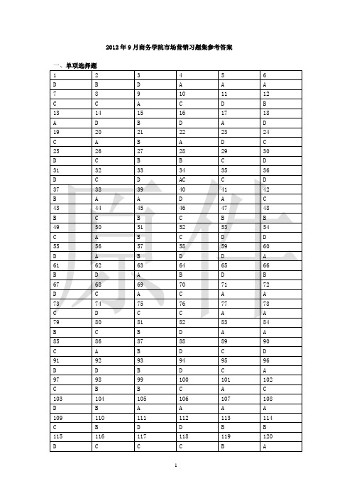 三本市场营销习题集答案