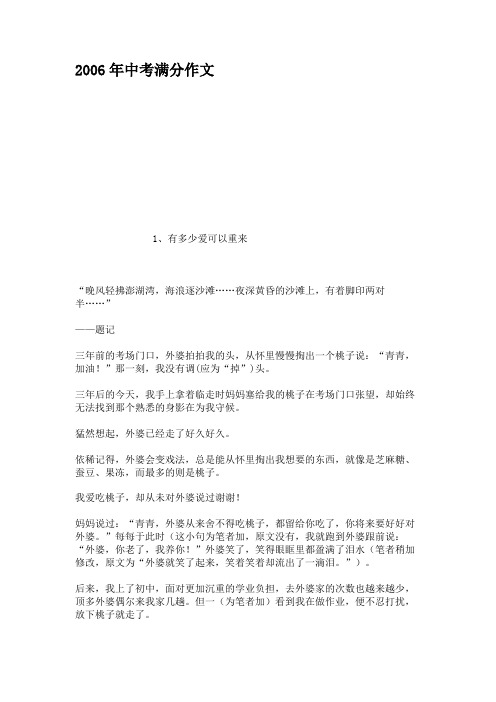 2006年中考满分作文