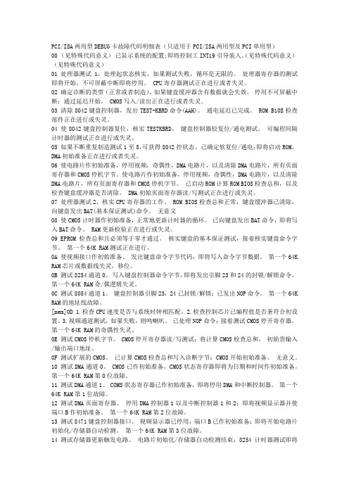 主板故障码代号
