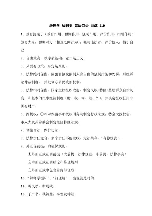 法理学 法制史 宪法口诀 白斌 119