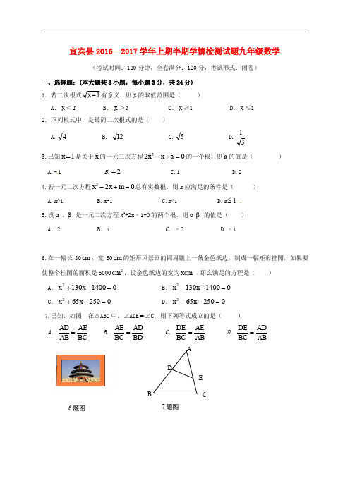 四川省宜宾市宜宾县九年级数学上学期期中试题 新人教