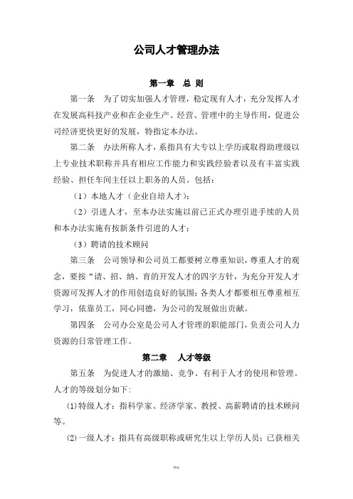 公司人才管理办法