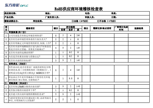 RoHS供应商环境稽核检查表