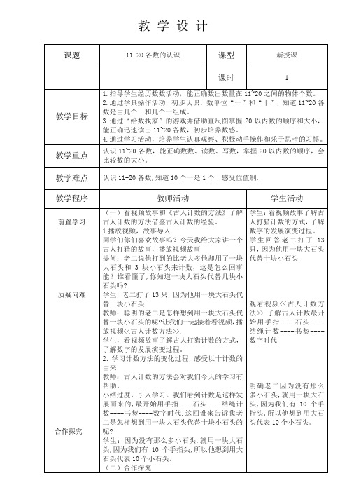 新冀教版一年级数学上册《 11～20各数的认识  数、认、读、写11-20各数》优质课教案_22