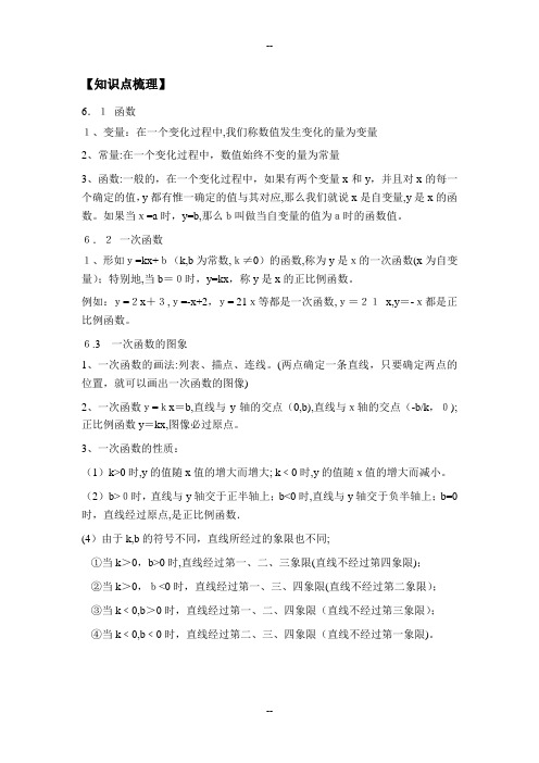 苏教版八年级一次函数知识点与习题