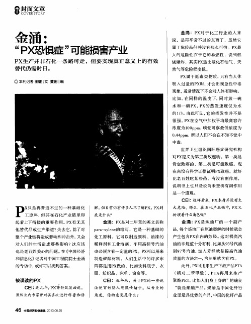 金涌：“PX恐惧症”可能损害产业