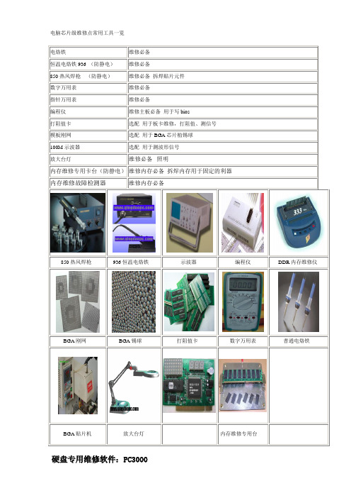 电脑芯片级维修点常用工具一览