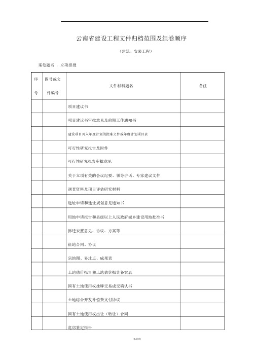 云南省档案馆竣工资料目录