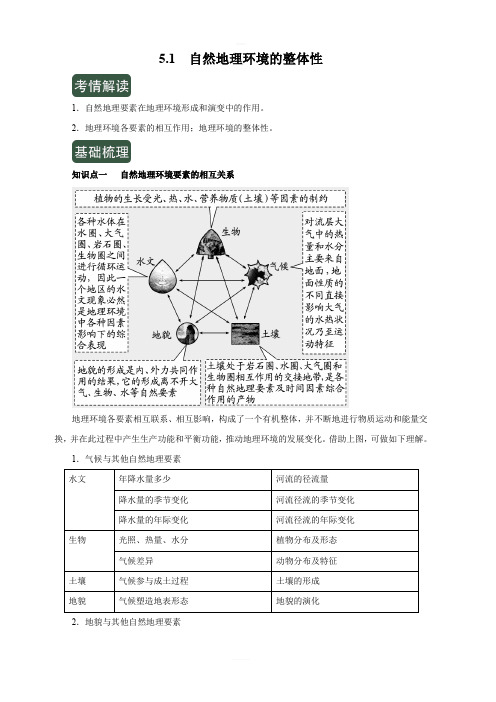 2020年高考地理一轮复习讲练测专题5.1自然地理环境的整体性(讲)含解析