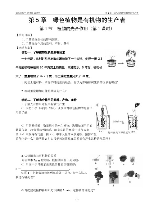 绿色植物是有机物的生产者