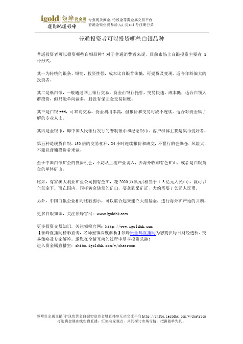 普通投资者可以投资哪些白银品种