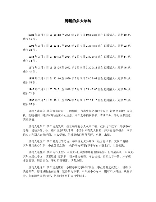 属猪的多大年龄