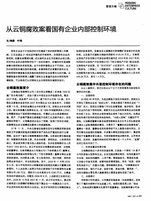 从云铜腐败案看国有企业内部控制环境