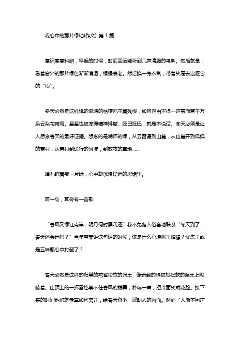 我心中的那片绿地(作文)(20篇)