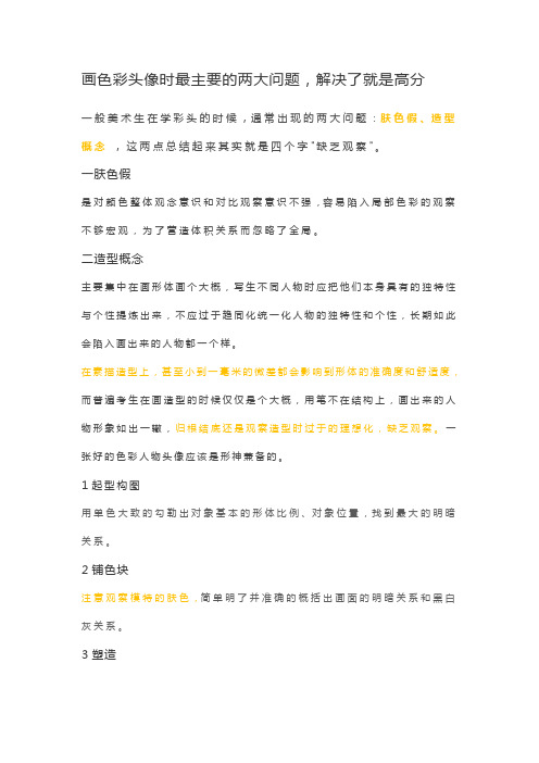 画色彩头像时最主要的两大问题,解决了就是高分