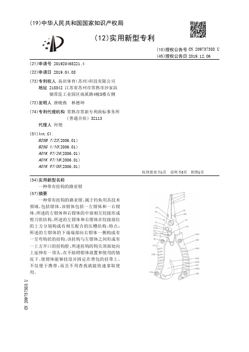【CN209737388U】一种带有挂钩的路亚钳【专利】