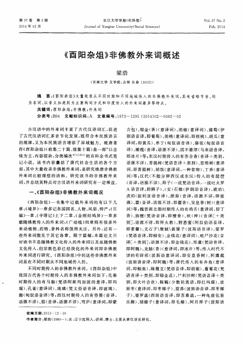 《酉阳杂俎》非佛教外来词概述