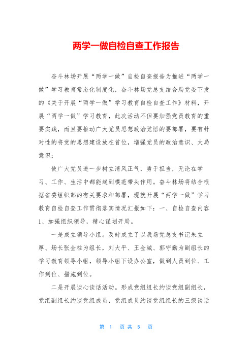 两学一做自检自查工作报告