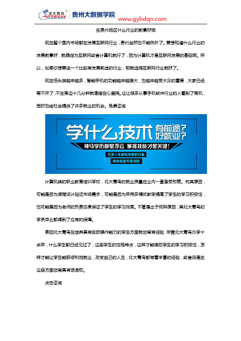 在贵州地区什么行业的前景好呢