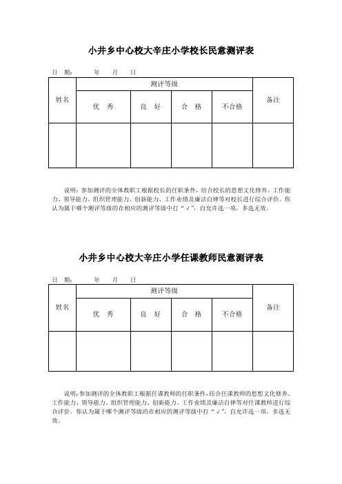 民意测评表