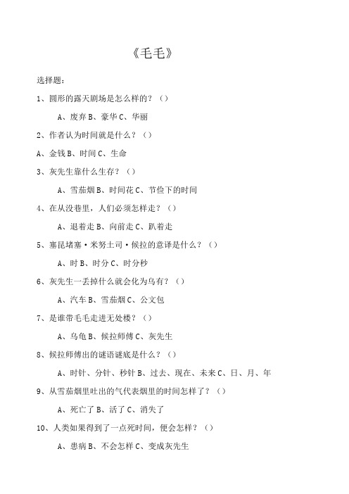 《毛毛》阅读题