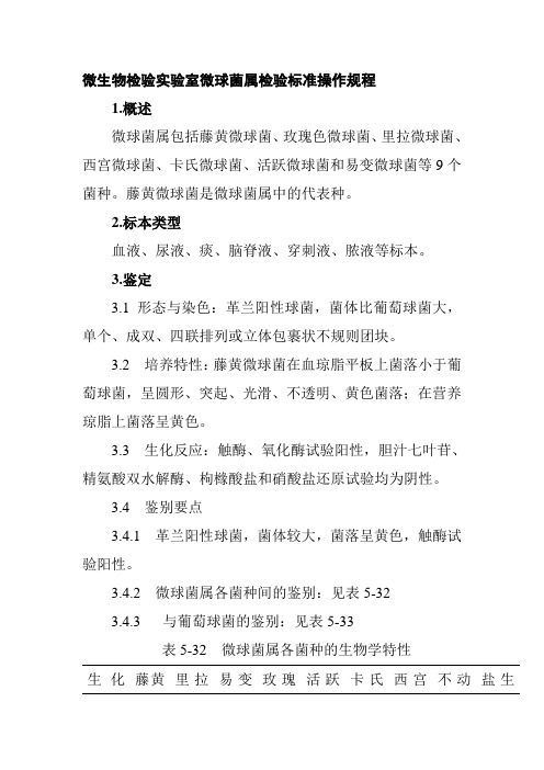 微生物检验实验室微球菌属检验标准操作规程