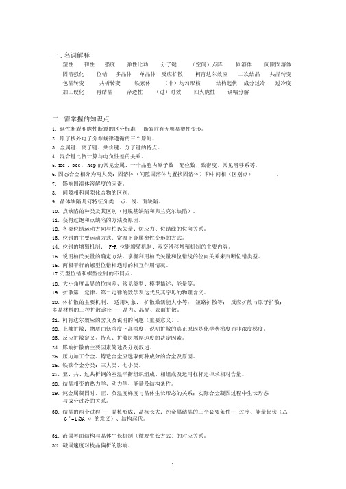材料科学基础复习资料整理