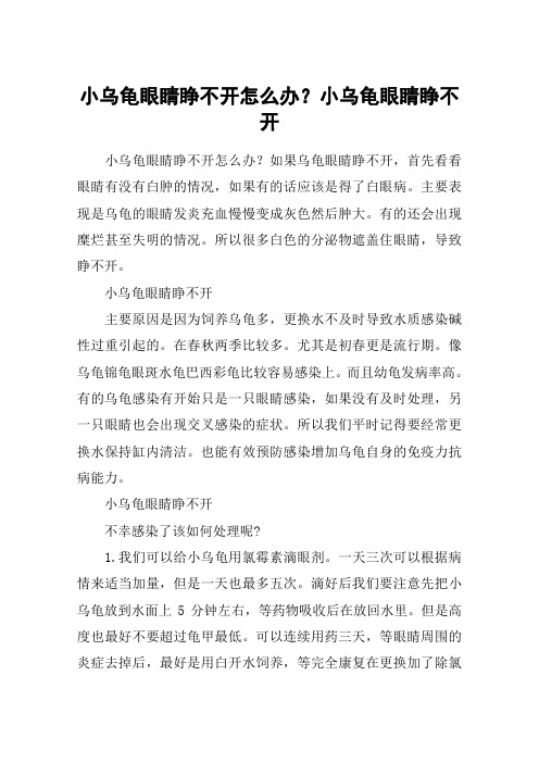 小乌龟眼睛睁不开怎么办？小乌龟眼睛睁不开