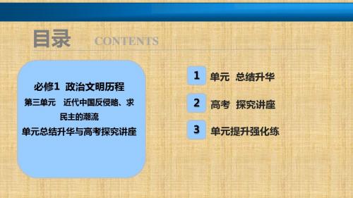 高考历史一轮复习讲解课件：必修1 第3单元 单元总结升华与高考探究讲座