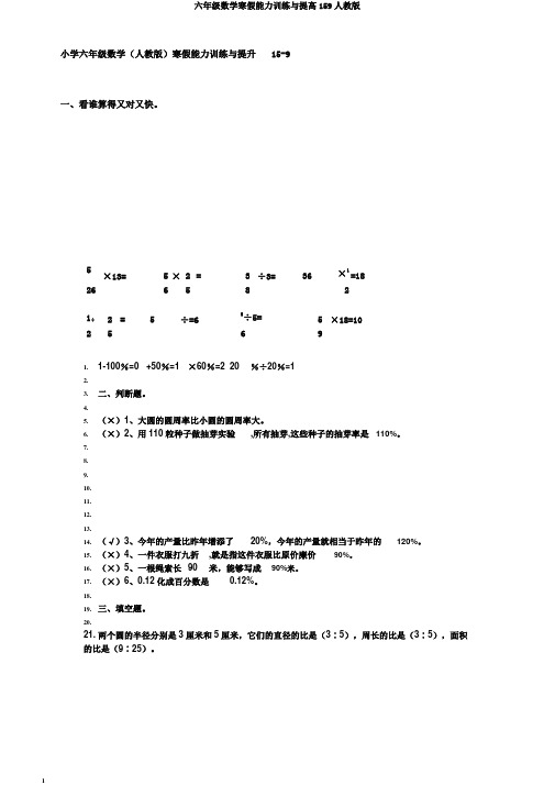 六年级数学寒假能力训练与提高159人教版