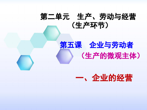 思想政治人教版高中一年级必修1 《5.1公司的经营》