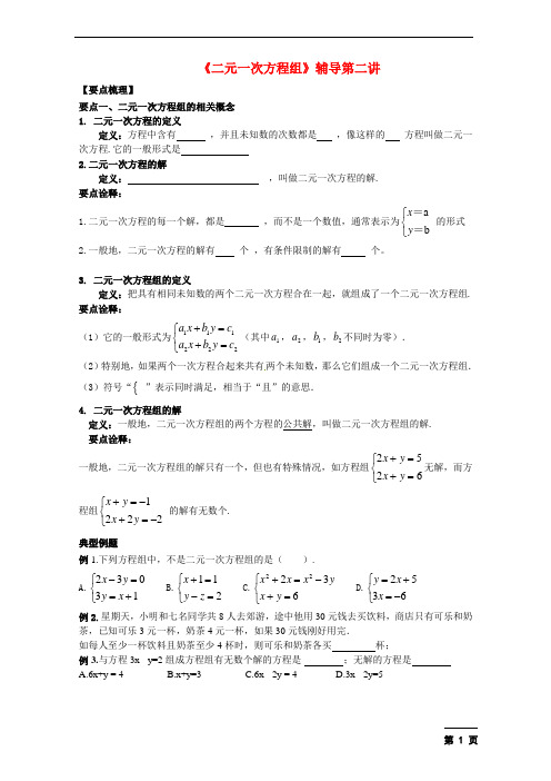 第五讲   二元一次方程与方程组组(基础)2专题