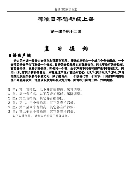 (完整版)标准日本语初级教案上册1(知识要点)