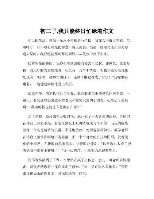 初二了,我只能终日忙碌着作文